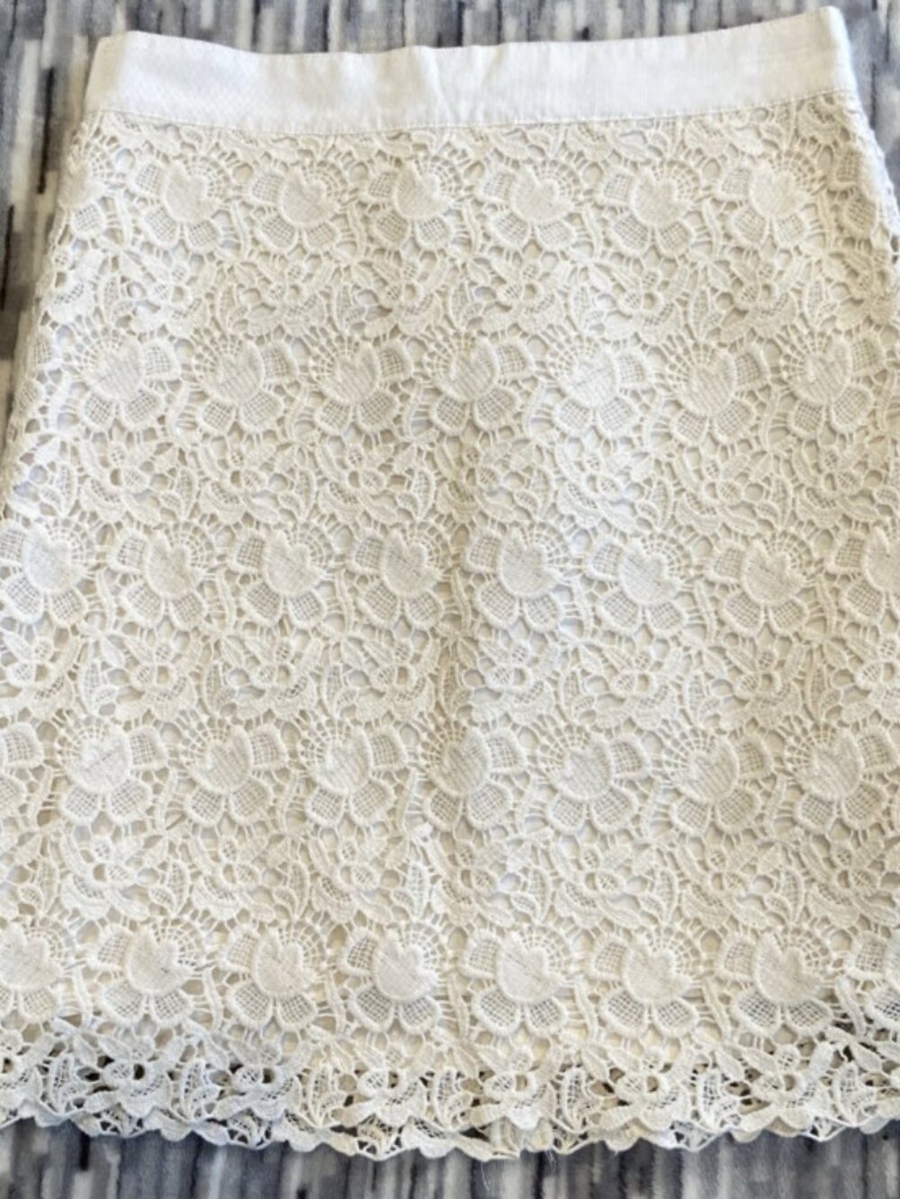 Loft Petites , Off White Floral Lace Short Skirt, 2P